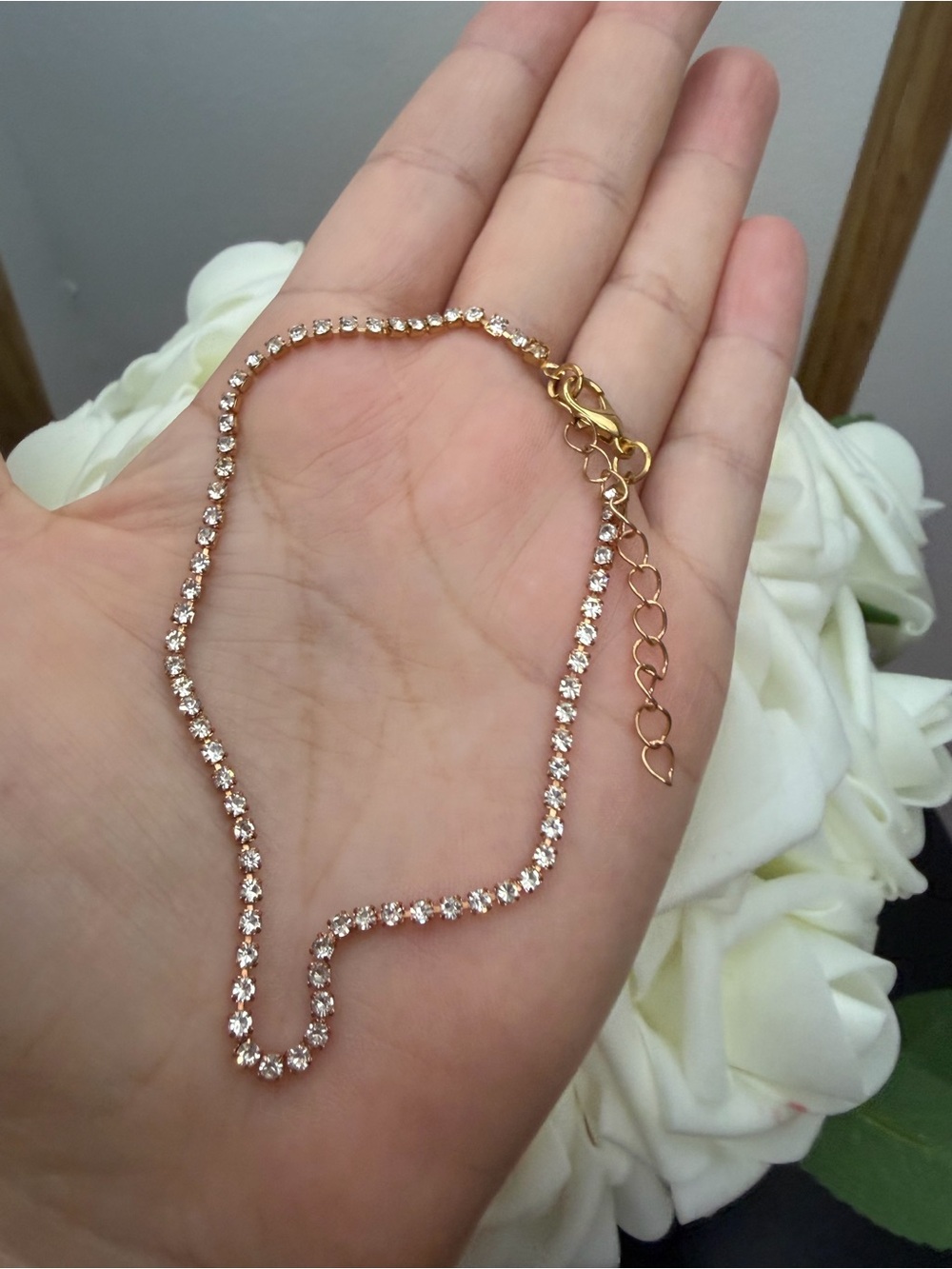 Gold Crystal Tennis anklet Bracelet - Elegant Women's Jewelry